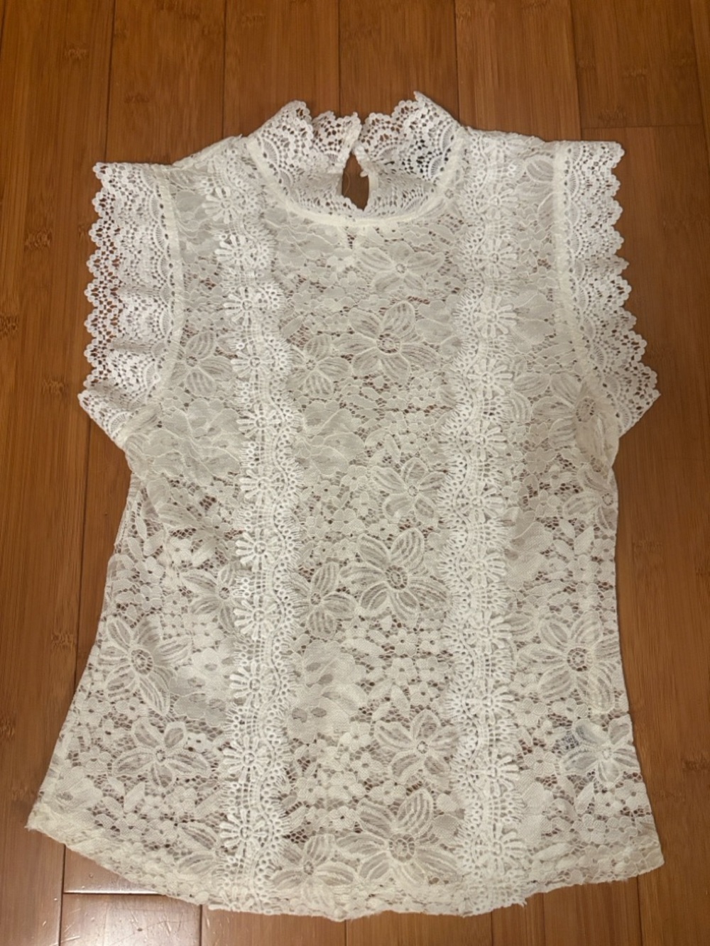 Lace Mock Neck Sleeveless Top - White